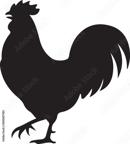 rooster called icon set , rooster crowing in the morning silhouette icon, solid black rooster vector icon, rooster illustration set,