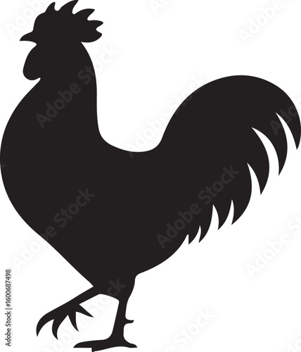 rooster called icon set , rooster crowing in the morning silhouette icon, solid black rooster vector icon, rooster illustration set,