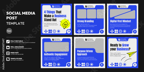 Social media carousel post template. Business Instagram and facebook square post template. Instagram tips post collection tutorial, tip, trick, quick tips, layout template design, modern, gradient