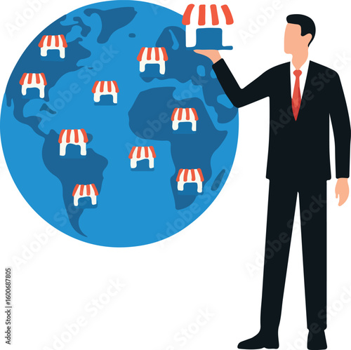 A businessman opening a new branch of business art