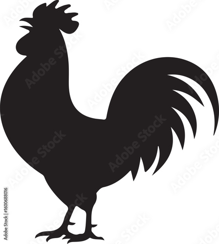 rooster called icon set , rooster crowing in the morning silhouette icon, solid black rooster vector icon, rooster illustration set,