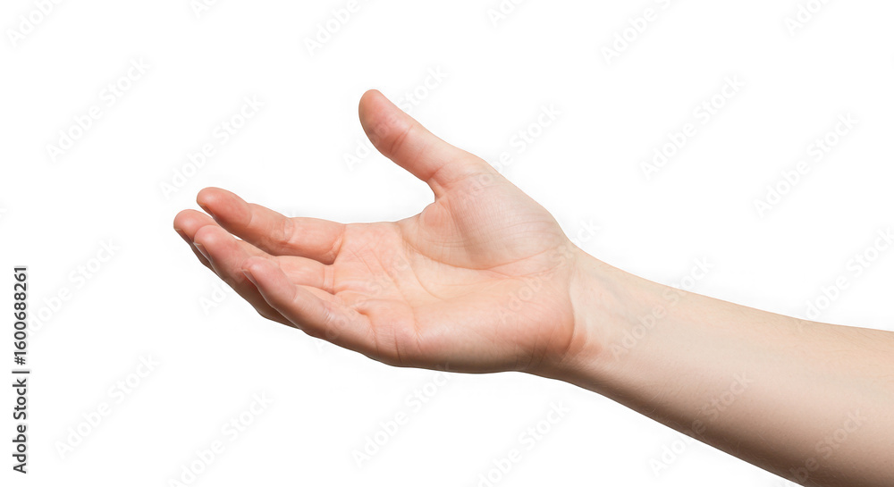 Open hand gesture against a stark, solid color background on transparent background Open hand gesture against a stark, solid color background on transparent background