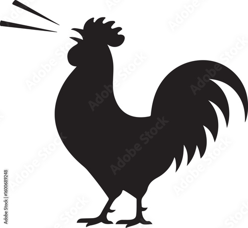 rooster called icon set , rooster crowing in the morning silhouette icon, solid black rooster vector icon, rooster illustration set,