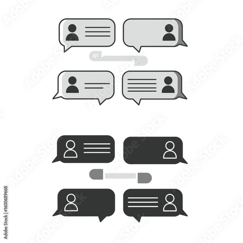 Conversation Bubbles Showing Communication Between Two People in Light and Dark Mode