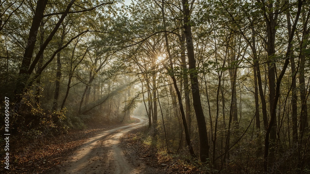 Fototapeta premium Early morning light illuminating forest