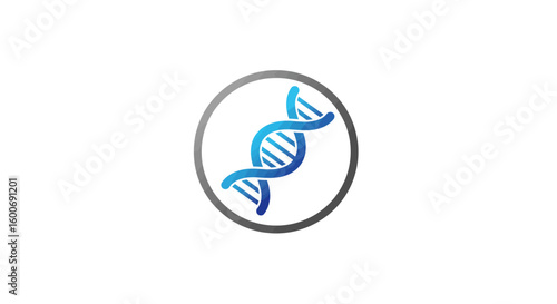 A stylized DNA double helix symbol, enclosed within a simple, circular, grey border.
