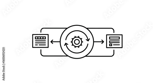 Process Innovation: A visual representation of the operational workflow is showcased with documents interacting with central gears of the innovative process.