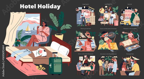 Hotel Holiday. Flat Vector Illustration