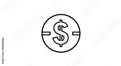 Financial Target: A simplified icon featuring a dollar symbol inside a circular frame with horizontal lines, representing financial goals and targets.