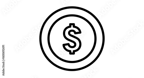 Financial Symbol: A minimalist and elegant line art illustration of a dollar sign, symbolizing wealth, finance, and economic concepts, presented in a clean and modern style.