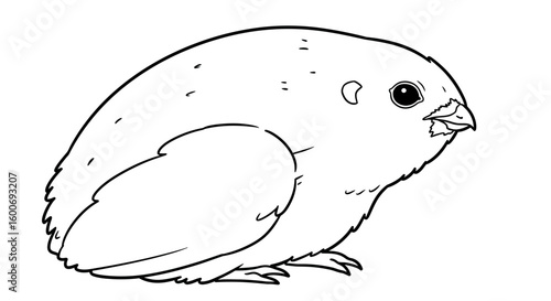 Fluffy Chick: A charming monochrome illustration of a baby chick, embodying the innocence and simplicity of early life.