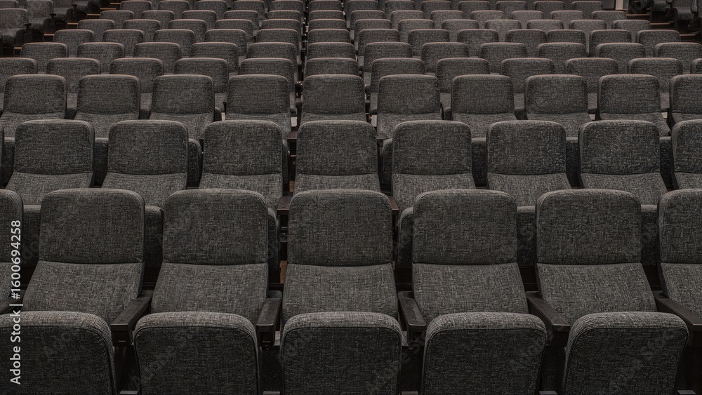 Fototapeta premium Gray padded seats organized in a performance venue
