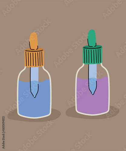 Flat Design Illustration with Two Serum