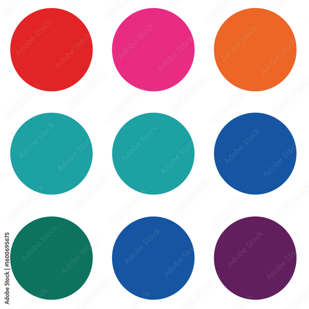 Nine Colorful Circles Arranged in a Grid on a White Background Nine Colorful Circles Arranged in a Grid on a White Background