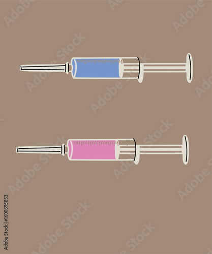 Flat Design Illustration with Two Syringe