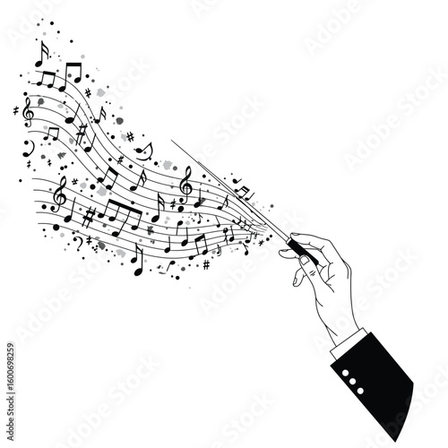 Conductor Leading Musical Notes