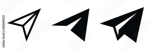 Send and Paper Plane Icons – Minimalist Black Style Symbol for Messaging, Sharing, and Communication Apps