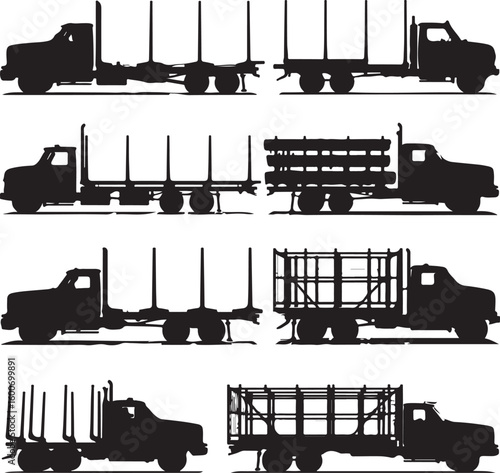 Logging trucks and trailers timber transport