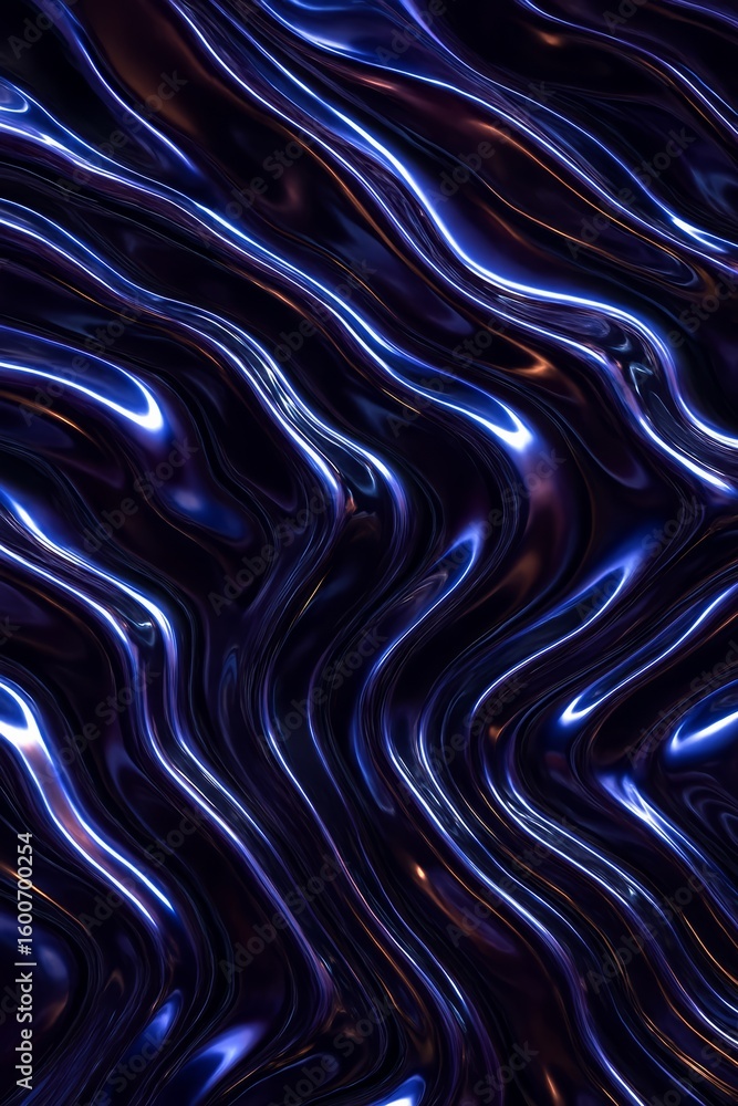 Fototapeta premium Abstract flowing waves of dark blue and silver textures in motion