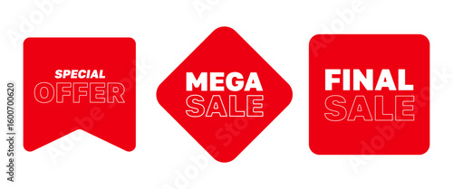 Special Offer Tags Design, Isolated Red Promotion Stickers illustration for Marketing, Sale and Banner, Editable