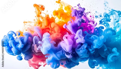 Vibrant, swirling colors explode in abstract ink art