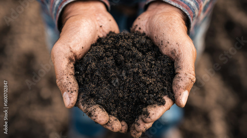 Wallpaper Mural Close-up of a farmer's hands holding rich black soil--highlighting the connection to the earth and sustainable agriculture Torontodigital.ca