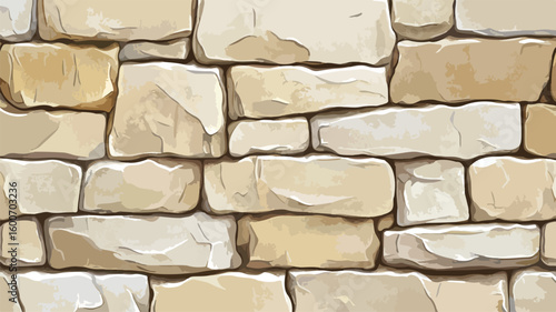 Simple Beige Stone Wall Texture Background Vector Illustration