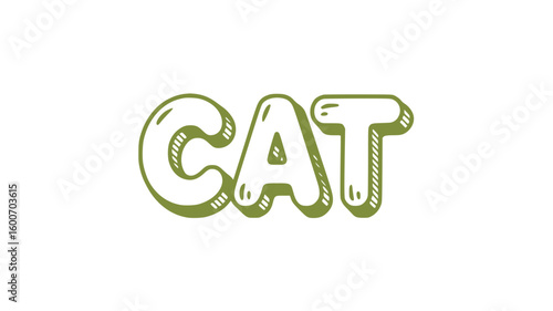 Cute Hand Drawn Cat Word Art.