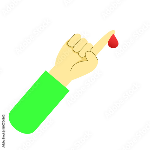 fingertip with a drop of blood