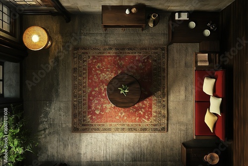 Top view of Interior modern design room l 3D rendering