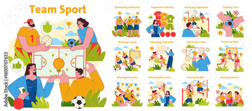 Team Sport Strategy and Leadership Vector Illustration