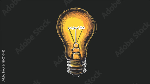 Detailed Globe Light Bulb Incandescent Sketch Concept