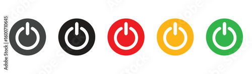 Power On Off Button icon in flat line set. vector for apps or web Energy switch Power turn on, off symbol . Vector illustration .