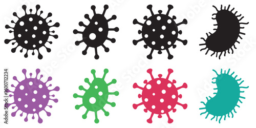 Virus and Coronavirus Icon Set – Simple Vector Illustrations of Pandemic, Probiotic and Healthcare Concepts