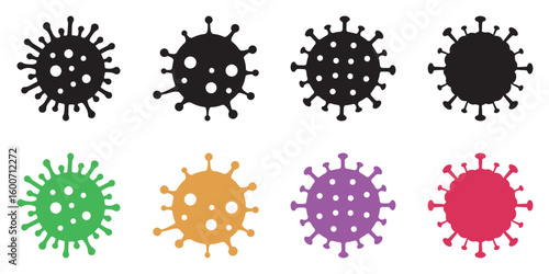 Virus and Coronavirus Icon Set – Simple Vector Illustrations of Pandemic, Probiotic and Healthcare Concepts