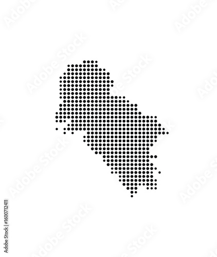 Symbol Map of the Island Ios (Greece) showing the island with just a few black dots
