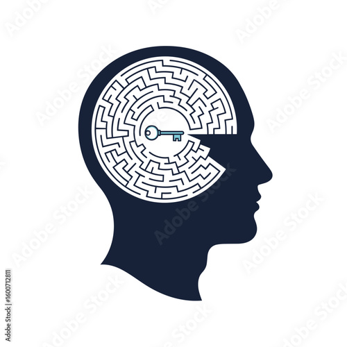 Finding the solution within the labyrinth of the human mind creative concept