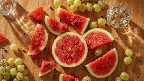 Slices of a ripe watermelon