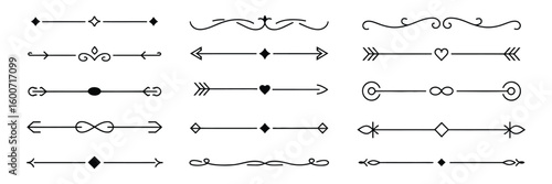 Set of vintage decorative lines text dividers line border lines separators vector artwork