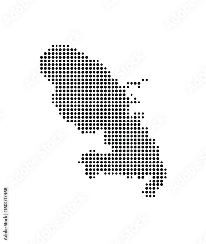 Symbol Map of the Island martinique (Martinique) showing the island with just a few black dots