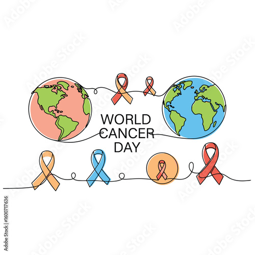 Uniting the world for world cancer day with awareness ribbons and global unity