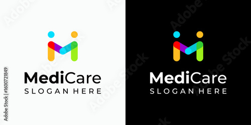 Vector logo design of two people shaking hands in modern, simple, clean and abstract style. Icon for business, health care, coaching and personal branding.