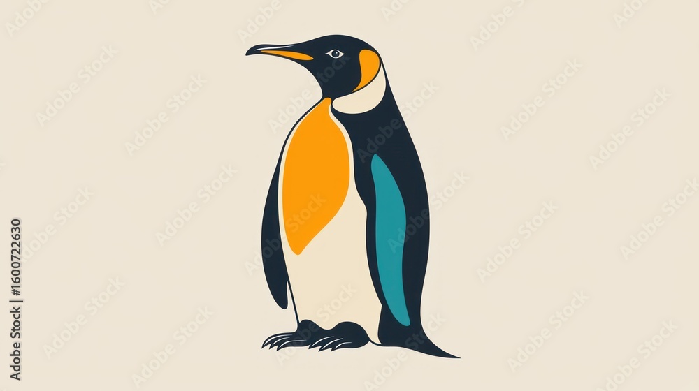 Fototapeta premium Abstract Penguin Silhouette, Minimalist Style, Nature Illustration, Print Design