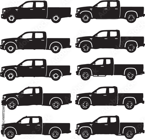 Pickup trucks side profiles vehicles transportation