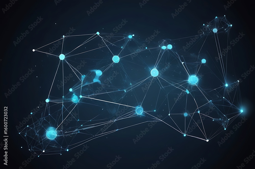 Fototapeta premium Futuristic Data Visualization With Glowing Nodes, Advanced Technology And Connectivity Images