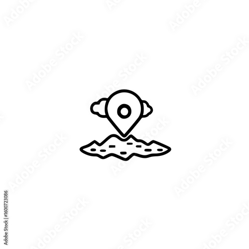 Location Pin Icon with Mountain Symbol Representing Hiking Trail or Natural Landmark on Map