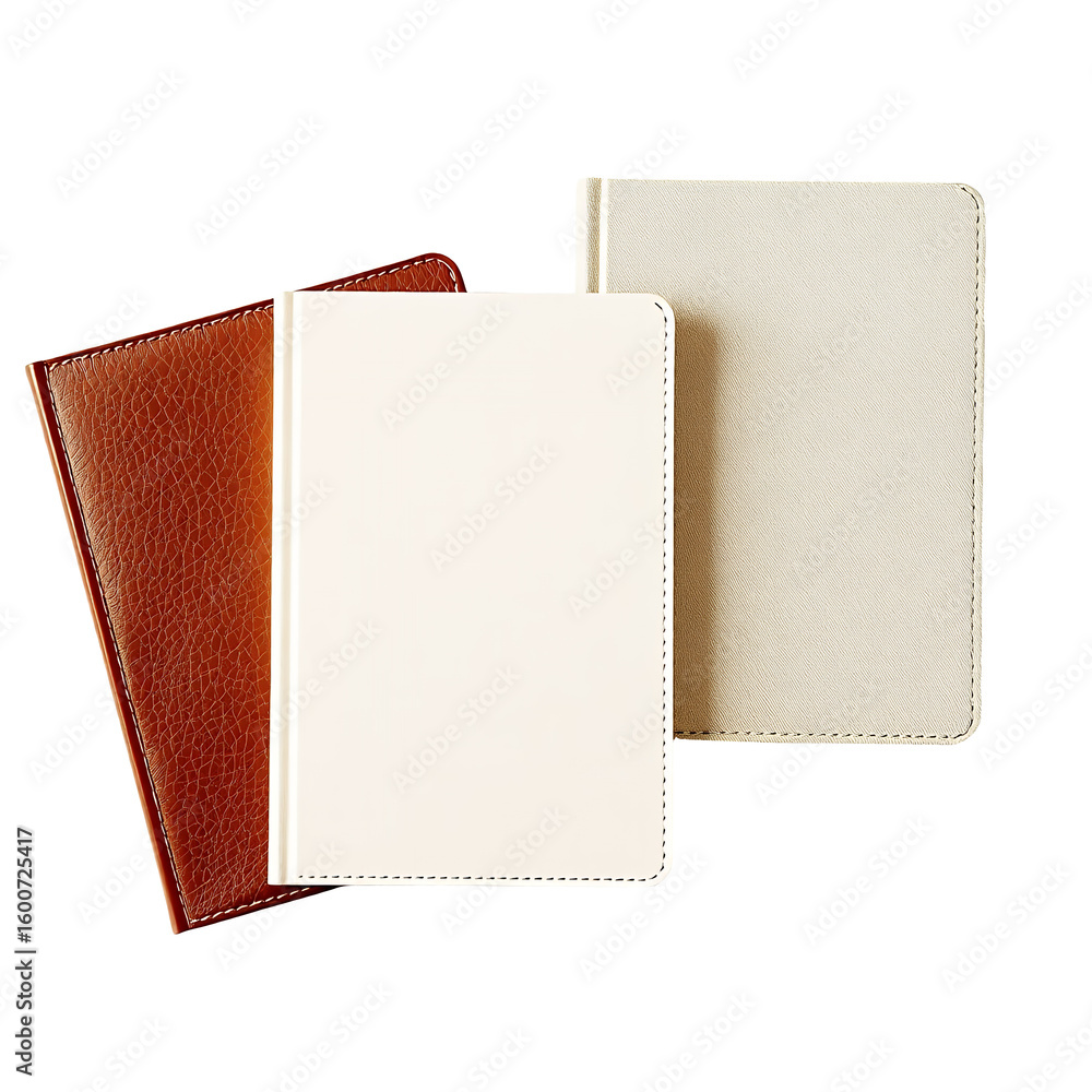 Fototapeta premium Leather Notebooks Journal Writing Stationery Office Supplies Elegant Design