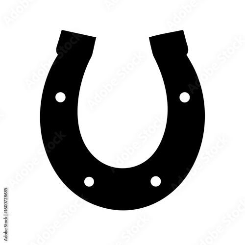 Lucky Horseshoe Icon Silhouette | Black U-Shaped Horseshoe Symbol for Good Luck, Western Decor, Farrier Tools, Ranch Branding, Stable Signs, Country Style Art & Vector Graphics

