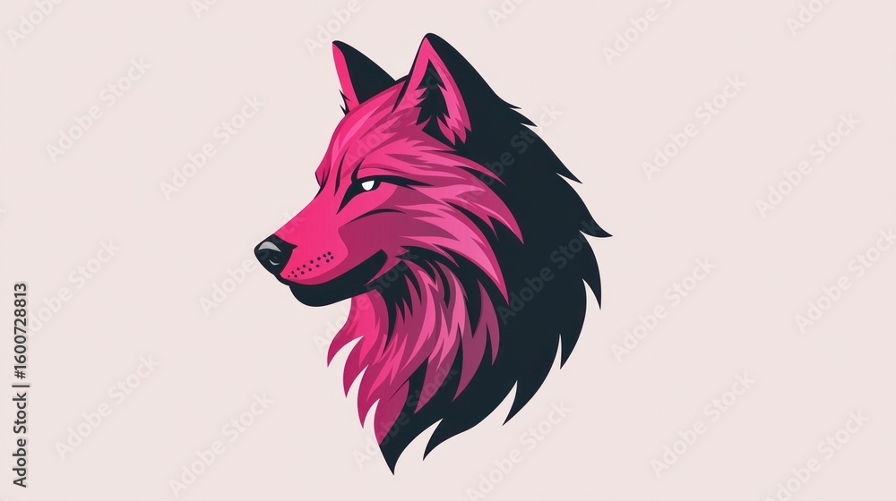 Fototapeta premium Abstract pink wolf head graphic design