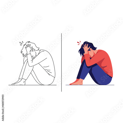 Depressed person holding head in hands feeling despair and anxiety illustrating mental health struggles